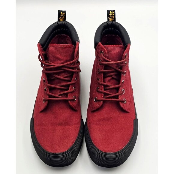 Dr Martens Men's Cherry Red Canvas Winsted Hi Top Boots Size 8 Wo's 9 2542 - Picture 9 of 16